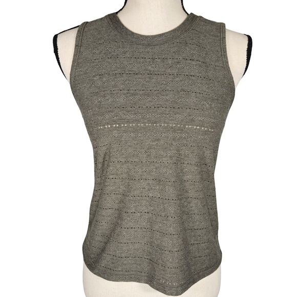 Splendid Collection Cropped Eyelet Knit Tank, Grey, XS - Picture 1 of 11
